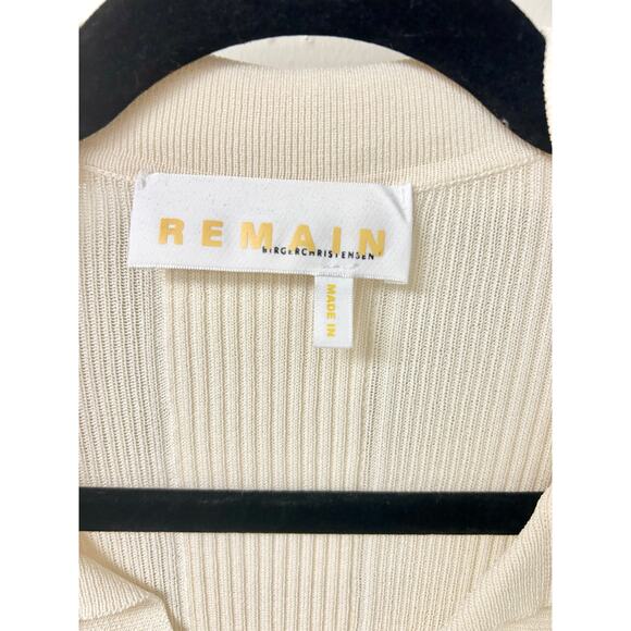 REMAIN Birger Christensen Joy Long Sleeve Rib Midi Sweater Dress Cream Women's S - Picture 3 of 4